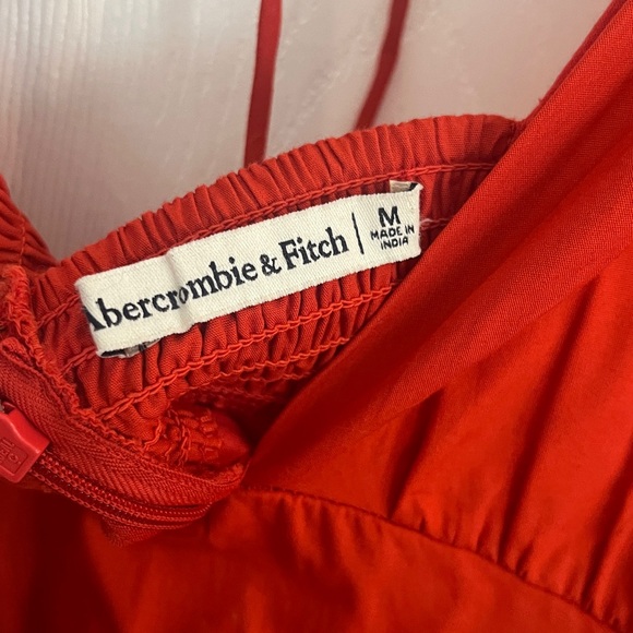 Abercrombie & Fitch Red Midi Dress with Puff Sleeves - Picture 4 of 6